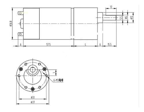 Miniatura 5 de DC Motor JGB37-550 High Torque Motor 12v D C Motor 6V All Metal Electric Motor : 6v 55rpm(6v 9rpm)