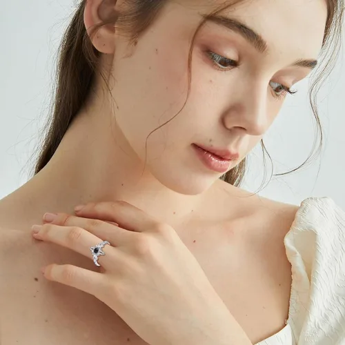 Miniatura 2 de YAFEINI - Anillo de nudo de brujas de plata de ley - Joyería celta de nudo de la Trinidad para mujer