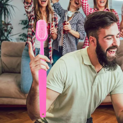 Miniatura 6 de SHINEOFI 1 cepillo de dientes gigante, accesorio de fotos para decoración de fiestas y eventos divertidos, 15.55 pulgadas, rosa
