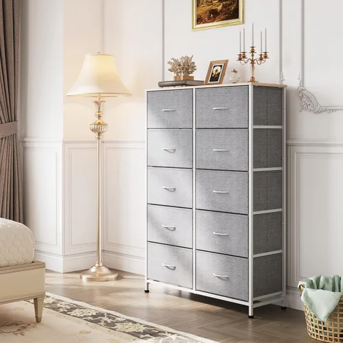 Miniatura 4 de WLIVE - Cómoda alta para dormitorio con 10 cajones, cómoda de dormitorio, muebles de dormitorio, unidad organizadora de almacenamiento con cajones