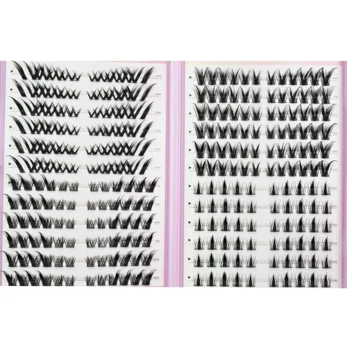Miniatura 10 de 288 piezas racimos de pestañas DIY Extensiones de pestañas 3D Pestañas manga ultra-gran capacidad pestañas finas en racimo Kit para autoaplicación