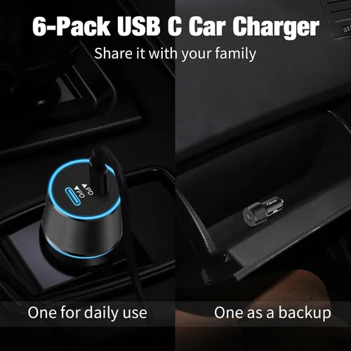 Miniatura 4 de Paquete de 6 cargadores de coche USB C, carga rápida de 40 W para iPhone 17/16 Pro Max/Plus/16 SE/15/14, Samsung Galaxy S25