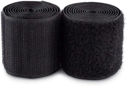 Cinta de velcro de 2 pulgadas de ancho, color negro, no adhesiva, tela de nailon negro, juego de cierre de cinta de velcro para bolsos, ropa,