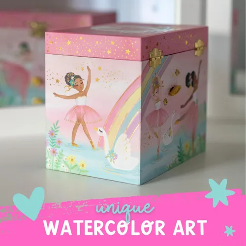 Miniatura 6 de Joyero musical de bailarina para niñas, caja de música para niños con bailarina giratoria, regalos de cumpleaños de ballet para niñas pequeñas