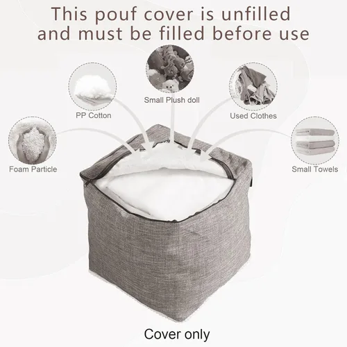 Miniatura 3 de Louis Donné Funda otomana de almacenamiento sin relleno de 45 x 45 pulgadas, lino de algodón, para bricolaje, reposapiés decorativo para sala