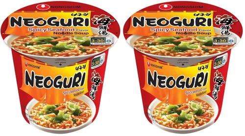 Miniatura 9 de Nongshim Fideos Ramen, taza gourmet de ramen instantáneo, sopa de fideos premium para microondas, mariscos picantes Neoguri, 2.64 onzas