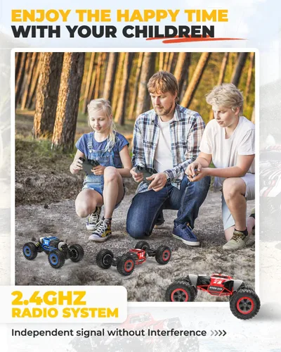 Miniatura 3 de BEZGAR TD141 Coche de Control Remoto - Escala 1:14 4WD Todo Terreno Grandes Coches RC para Niños, 2.4GHz Coches de Acrobacias Transformables, Rojo