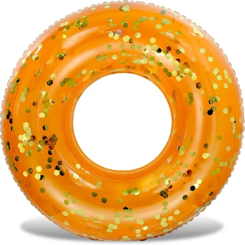 Miniatura 43 de POZA Flotador de Tubo Inflable para Piscina – Anillo de natación de confeti brillante, Tubo Inflable de Servicio Pesado Resistente a los Rayos UV Oro