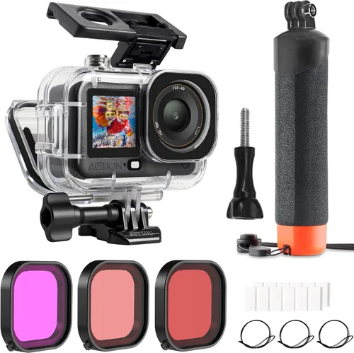 Miniatura 12 de FitStill 196FT/60M Estuche Impermeable y 3 Filtros y Juego de Palanca Flotante Compatible con DJI Osmo Action 5 Pro Action 4 Action 3, Cubierta