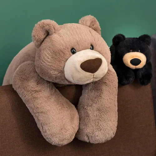 Miniatura 6 de Hronsa Animales de peluche con peso, oso con peso, lindo cojín de felpa de oso marrón para adultos, niños y niñas, 11.8 pulgadas
