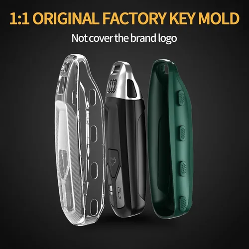 Miniatura 5 de Funda de llavero TANGSEN TPU Compatible con Audi A4 A5 A6 Q5 Q7 R8 RS4 S5 SQ5 SQ7 TT TTS Textura de Fibra de Carbono Transparente Carcasa Protectora