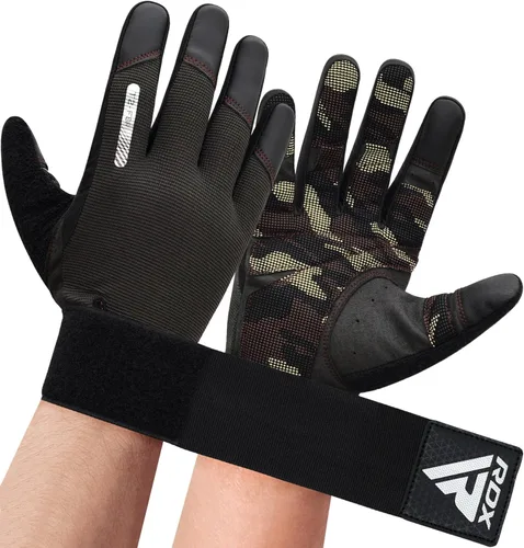 Miniatura 12 de Guantes de levantamiento de peso RDX con soporte para muñecas - Pantalla táctil de dedo completo para gimnasio, transpirables, antideslizantes