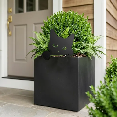 Miniatura 3 de Black Cat Fence Decor Metal Cats Yard Art Outdoor and Garden, Metal Cats Silhouette Garden Decor for Outside Lawn Patio Courtyard, Cute Kitty Fence