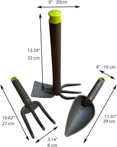 Miniatura 3 de Juego de herramientas de mano de jardín de 3 piezas - Kit de jardinería - Cultivador, paleta de mano, azada y cultivador de mano, herramientas