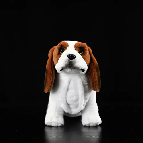 Miniatura 2 de Animal de peluche realista de Basset Hound francés, 12 pulgadas de largo, realista, esponjoso, marrón, cachorro, regalo de peluche