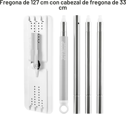 Miniatura 3 de JOYMOOP Trapeadores planos, trapeador de microfibra para limpieza de pisos y limpiador de paredes, mango de trapeador de 50" con cabezal plano