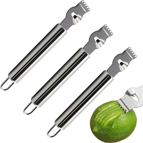 3 Uds. Limón Zester Herramienta Pelador de cítricos Rallador Zester con mango Rallador de frutas de acero inoxidable Cuchillo de pelar multiusos