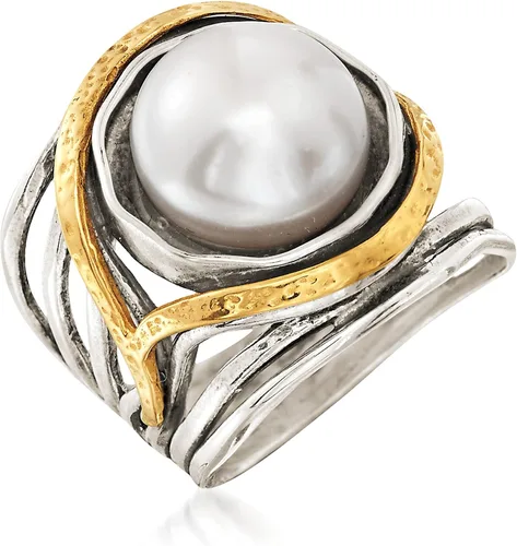Miniatura 3 de Ross-Simons Pearl or Gemstone Openwork Ring in Silver and 14kt Yellow Gold