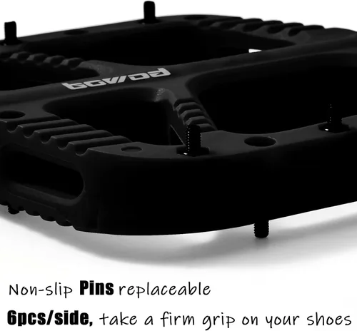 Miniatura 5 de Pedales MTB Pedales planos de bicicleta de montaña para adultos, pedal de plataforma de bicicleta compuesto de nailon ligero y ancho con pasadores