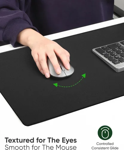 Miniatura 6 de ALOANES - Alfombrilla de escritorio negra impermeable, alfombrilla grande para mouse con alfombrilla extendida, con base antideslizante, borde