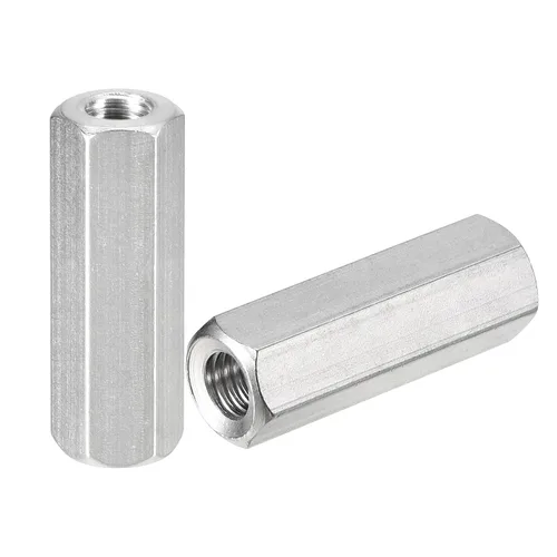 Miniatura 10 de uxcell Tuercas de acoplamiento M8 x 1.25 de paso de 1.181 in de longitud, 2 tuercas de acoplamiento de varilla hexagonal métrica de acero inoxidable