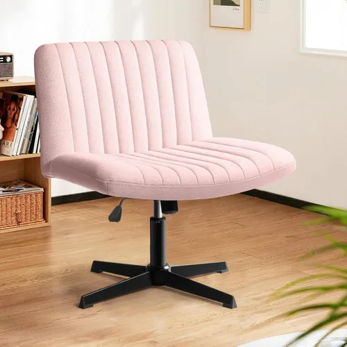 Miniatura 13 de LEMBERI Silla de escritorio acolchada de tela, sin ruedas, giratoria ancha sin brazos, mecedora de 120°, respaldo medio, ergonómica, para oficina
