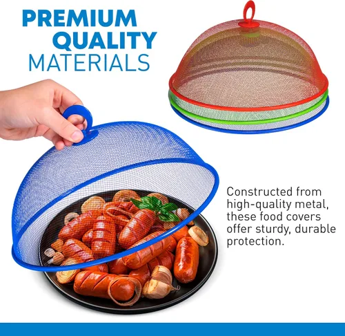 Miniatura 2 de Affordit Cubierta de Malla para Alimentos Tipo Carpa Sombrilla, 10.75 pulgadas, Cubiertas de Malla Reutilizables para Pícnic al Aire Libre, Red