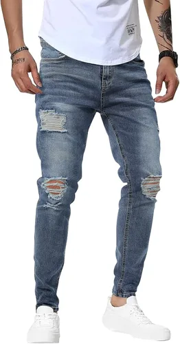 Miniatura 3 de Woenzaia Pantalones de mezclilla ajustados para hombre