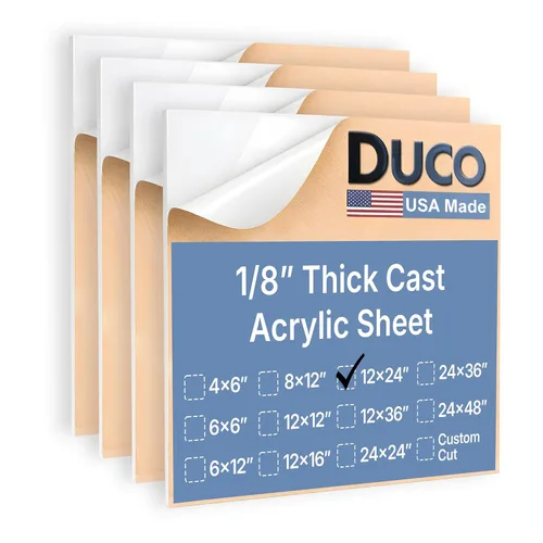 Miniatura 70 de Duco - Hoja de acrílico fundido transparente hecha en Estados Unidos, 1/8 de pulgada de grosor, 12 x 12 pulgadas, 1 paquete de láminas de plexiglás