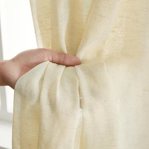 Miniatura 5 de HLC.ME Sierra Linen - Cortinas de lino sintético con textura semitransparentes que mantienen la privacidad y filtran la luz solar, con ojales, Azul