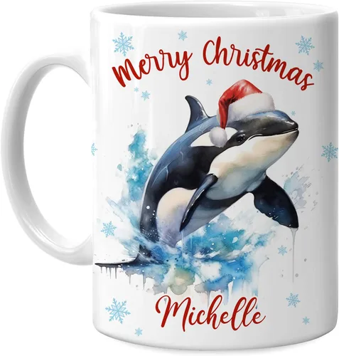 Miniatura 10 de Hyturtle Regalos personalizados para amantes de los ajolotes – Taza de café de cerámica con nombre personalizado de Feliz Navidad de 11 oz – Lindo