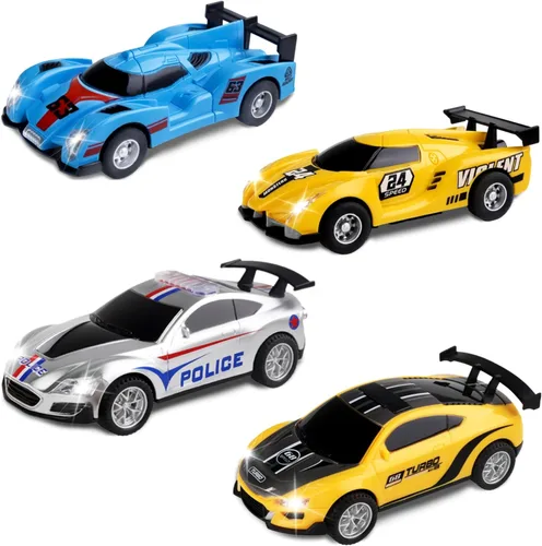 Miniatura 3 de Juego de pistas de carreras de autos de tragamonedas, pista eléctrica de 19 pies con luces LED y 4 autos de tragamonedas, 2 controladores de mano