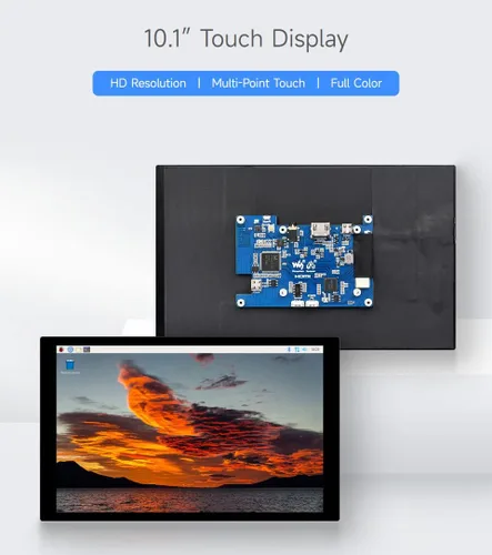 Miniatura 3 de waveshare Pantalla táctil capacitiva IPS de 10.1 pulgadas, resolución de 1280 × 800, interfaz HDMI, compatible con Raspberry Pi 5/4B/3B/Zero/Zero