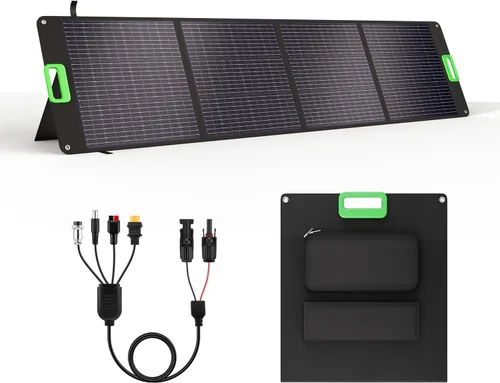 GRECELL Panel solar portátil de 200W para central eléctrica, cargador solar plegable con 4 soportes, kit de panel solar impermeable IP65 con salida