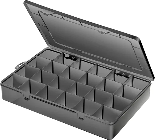 Gbivbe Caja Organizadora de Plástico Grande con 24 Ranuras, Caja de Almacenamiento Ajustable con Divisores, Caja Transparente para Joyería, Negro-1