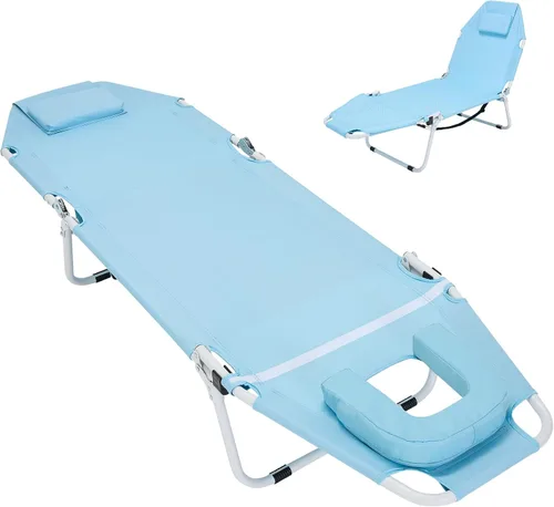 Miniatura 12 de LILYPELLE Sillón reclinable plegable para exteriores con colchón, 5 posiciones ajustables para patio, sillas reclinables, perfectas para exteriores