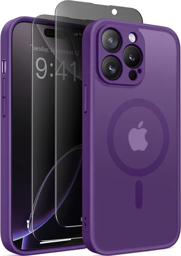 Miniatura 33 de GolbinBox Funda magnética para iPhone 15 Pro, compatible con MagSafe, protección completa de la cámara, protector de pantalla de privacidad