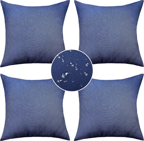 Miniatura 15 de Demetex Fundas de almohada de exterior de 16 x 16 pulgadas, impermeables, fundas de almohada decorativas de lino para sala de estar, balcón, jardín