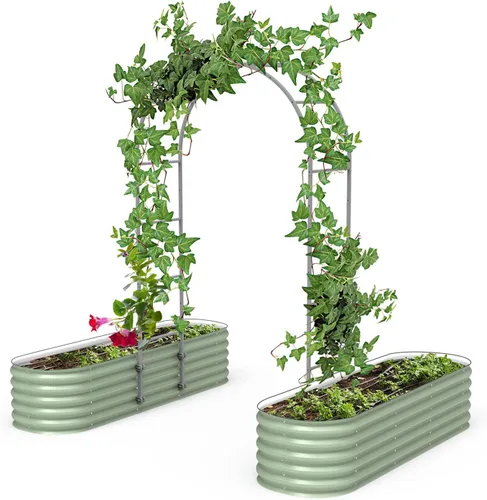 Vego Garden Sistema modular de enrejado arqueado de 1.5 pies de largo para todas las camas de jardín clásicas para plantas trepadoras como frijoles