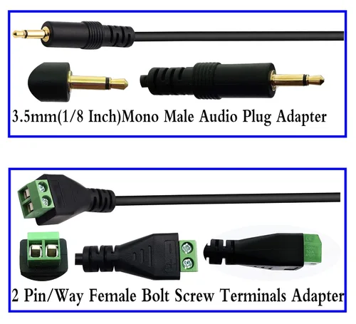 Miniatura 5 de Cable conector de bloque de terminales de tornillo de 0.138 in (1/8 pulgadas) 0.138 in TS mono macho a 2 pines/forma hembra tornillo cable adaptador