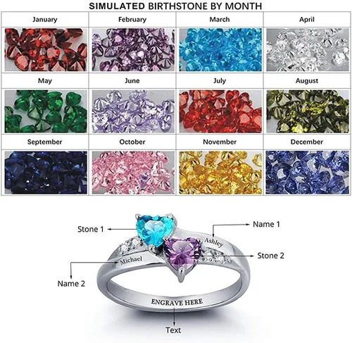 Miniatura 2 de Lam Hub Fong Anillos de promesa personalizados para mujeres, parejas, anillos de nombre de piedra natal para novia, anillos de amistad