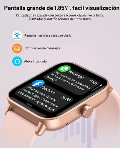 Miniatura 3 de Relojes inteligentes para hombres (Android y iPhones), 1.85 pulgadas HD Alexa incorporado Smart Wacth con monitor de frecuencia cardíaca, rastreador