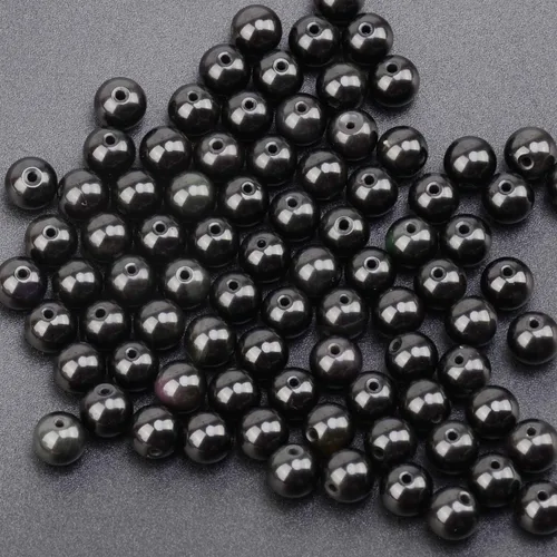 Miniatura 3 de Cuentas sueltas de 0.315 pulgadas/8mm de piedra natural redonda para hacer joyas con cordón elástico Obsidiana
