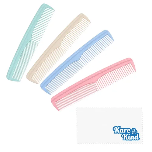 Miniatura 3 de Kare & Kind Juego de peines para el cabello, 4 peines de plástico duraderos (7.46 pulgadas), dientes gruesos y finos, para peinar, peinar, recortar
