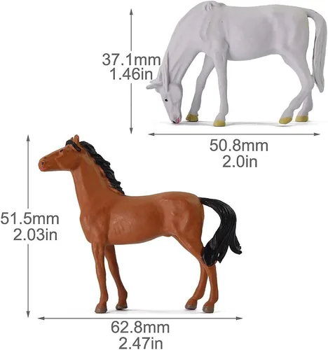 Miniatura 6 de AN4303 15PCS 1:43 Animales de granja Caballos y vacas Escala O PVC bien pintado caballo y vaca Uso para modelo Paisaje Decoración de escritorio