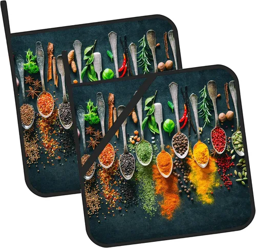 Miniatura 10 de Juego de 2 soportes para ollas de hojas tropicales abstractas y bohemias, para horno, para cocinar, hornear, barbacoa, regalos para mujeres