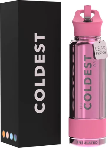 Miniatura 76 de Coldest - Botella para agua con tapa que incluye pajilla, térmica y metálica (acero inoxidable), para hombres y mujeres, color morado