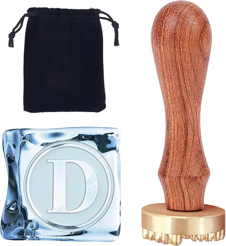 Miniatura 9 de CRASPIRE Sello de hielo con letra inicial de 1.2 pulgadas con cabeza de latón extraíble, mango de madera de repuesto para cóctel, fiesta, whisky