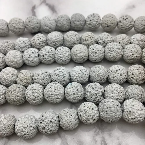 Miniatura 3 de Piedra de lava de roca volcánica gris claro Tamaño 0.236 in 15.5" Strand