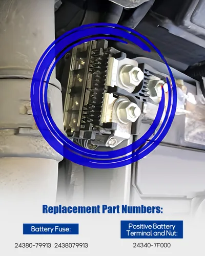 Miniatura 2 de Fusible de batería 24380-79913 y abrazadera de terminal de batería positiva 24340-7F000 para Infiniti FX35/FX45/G35, apto para Nissan 350Z/NV200